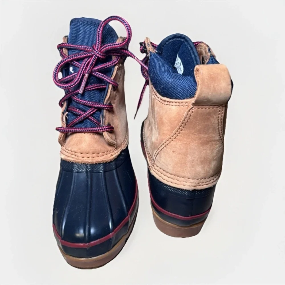 Lands' End Tan and Navy Duck Boots